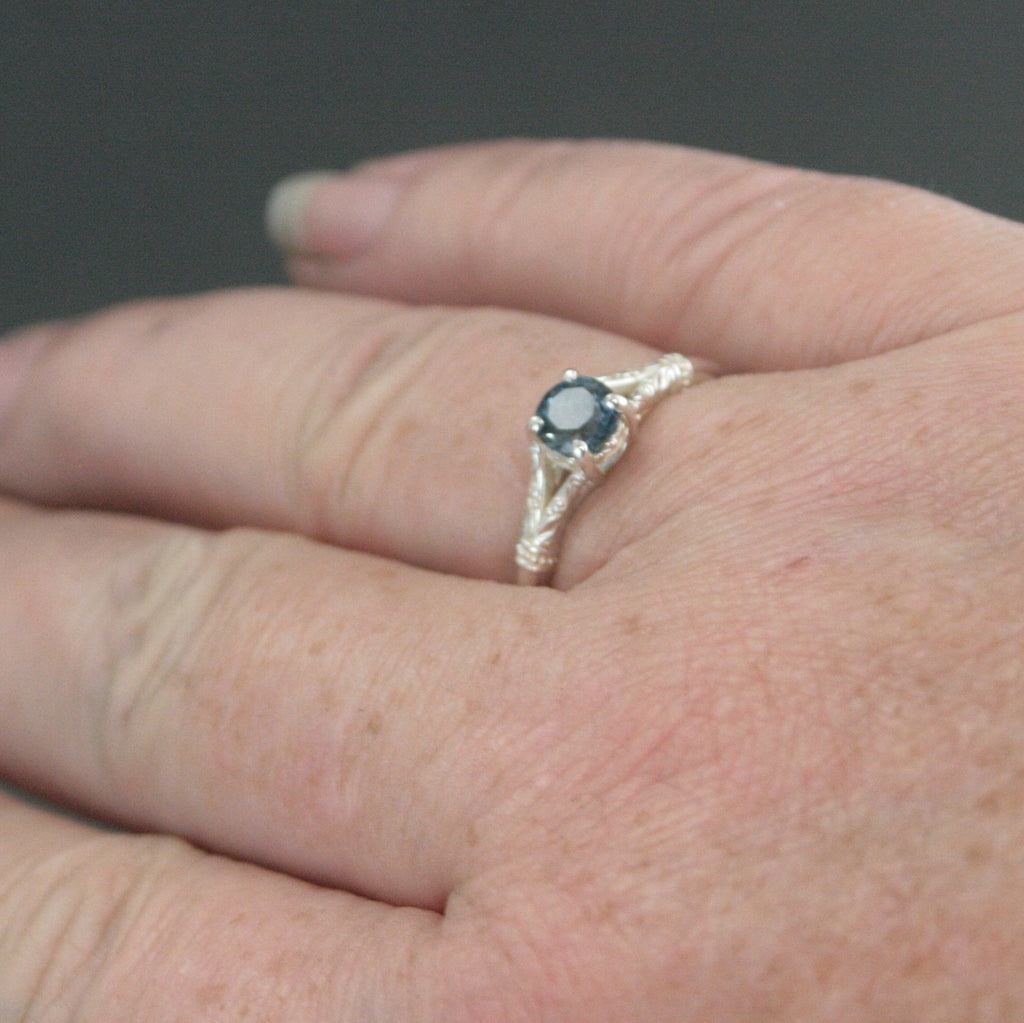 Elsa Birthstone Ring 5mm Stone of Choice Birthstone Jewelry Solid Sterling Silver Gift for Her Sweet Sixteen Ring Promise Ring Blazer Arts