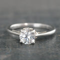 Silver Pixie Hollow Ring Sweet Filigree Solitaire Engagement Ring Cathedral Solitaire Sterling Silver Cubic Zirconia Ring Leaf and Sprout
