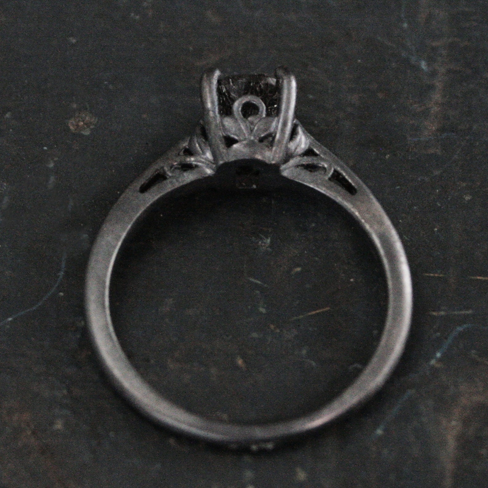 Black Silver Solitaire Ring Dark Pixie Rutilated Quartz Ring Oxidized Silver Ring Gothic Engagement Ring 6mm Black Tourmalinated Quartz