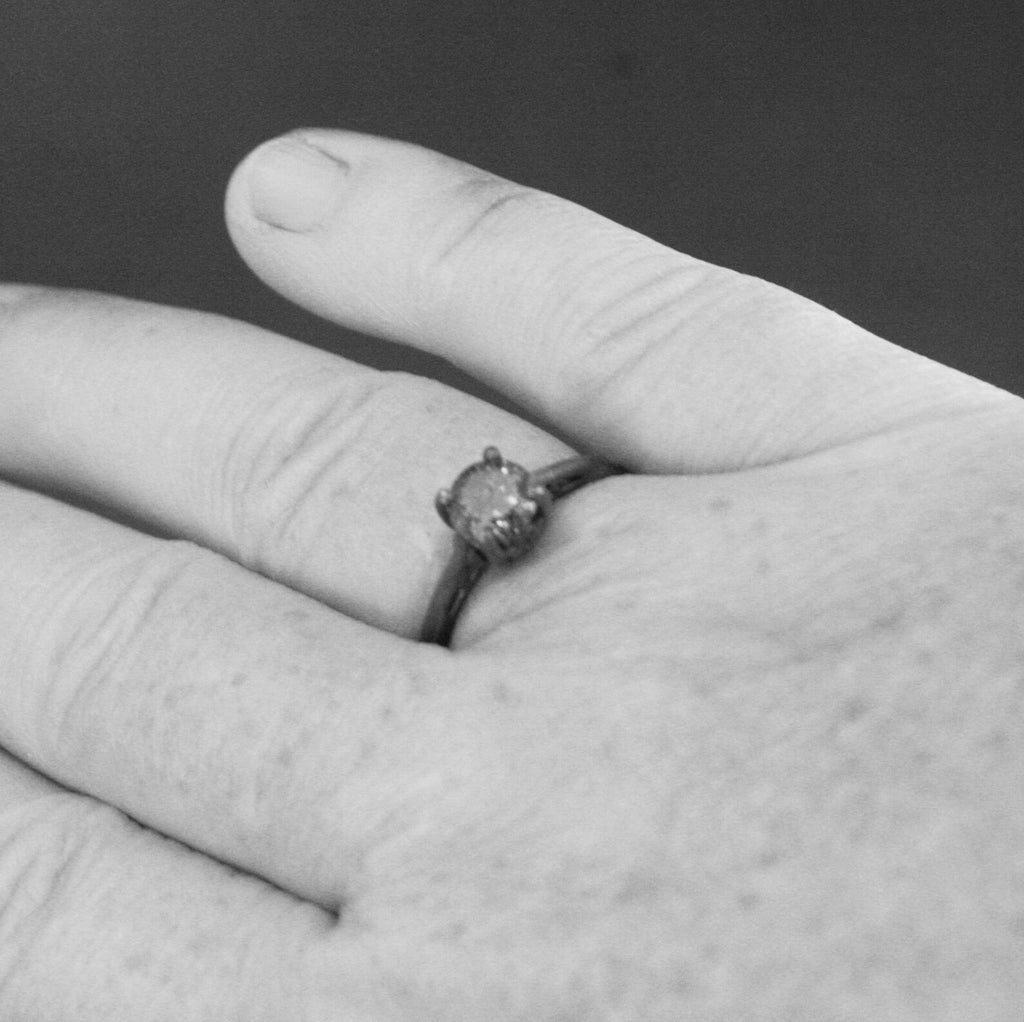 Black Silver Solitaire Ring Dark Pixie Rutilated Quartz Ring Oxidized Silver Ring Gothic Engagement Ring 6mm Black Tourmalinated Quartz