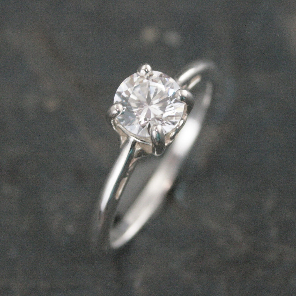 Silver Pixie Hollow Ring Sweet Filigree Solitaire Engagement Ring Cathedral Solitaire Sterling Silver Cubic Zirconia Ring Leaf and Sprout