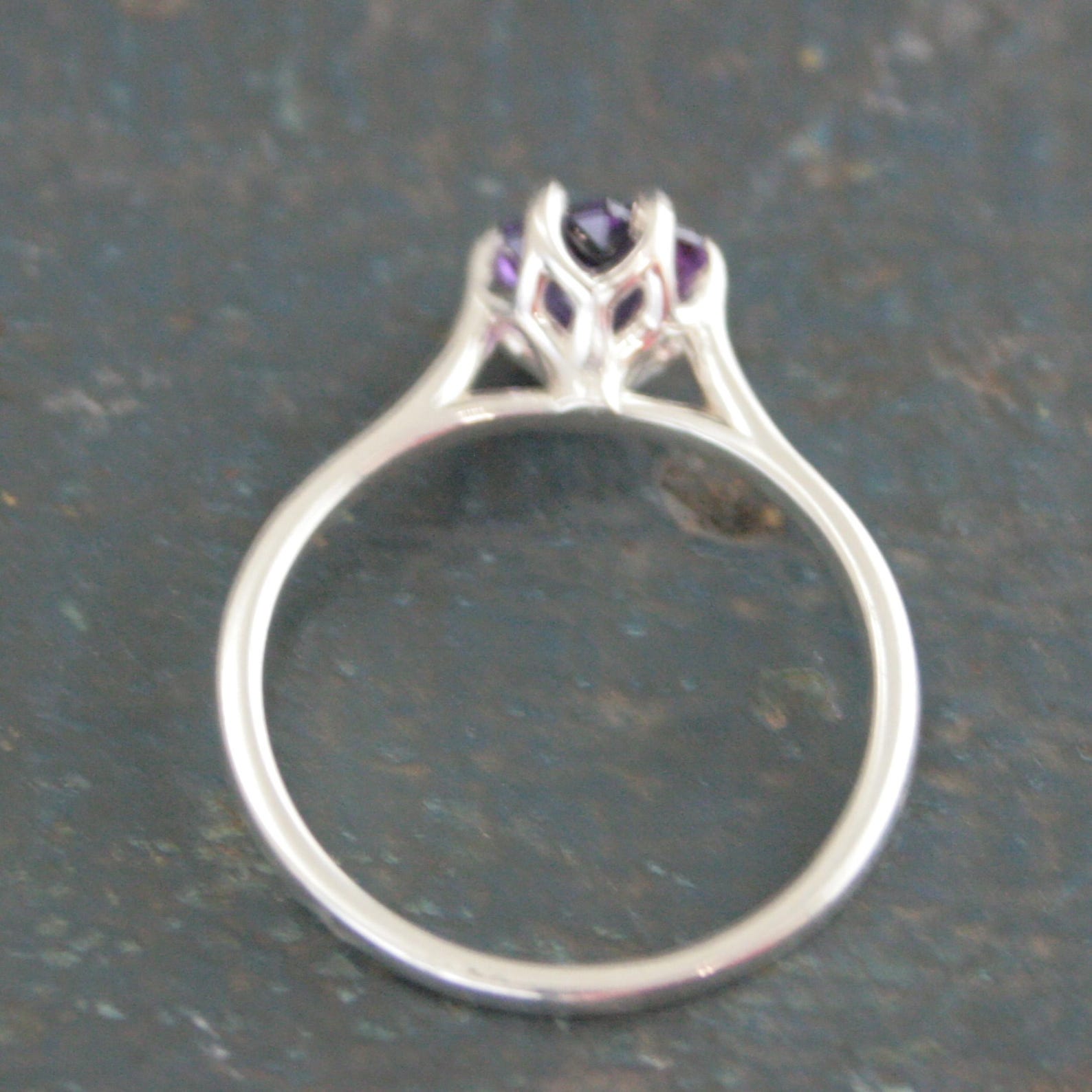 6mm Hexagonal Amethyst 6 Prong Setting Cathedral Solitaire February Birthstone Ring Silver Amethyst Ring Gift for Her Purple Stone Ring