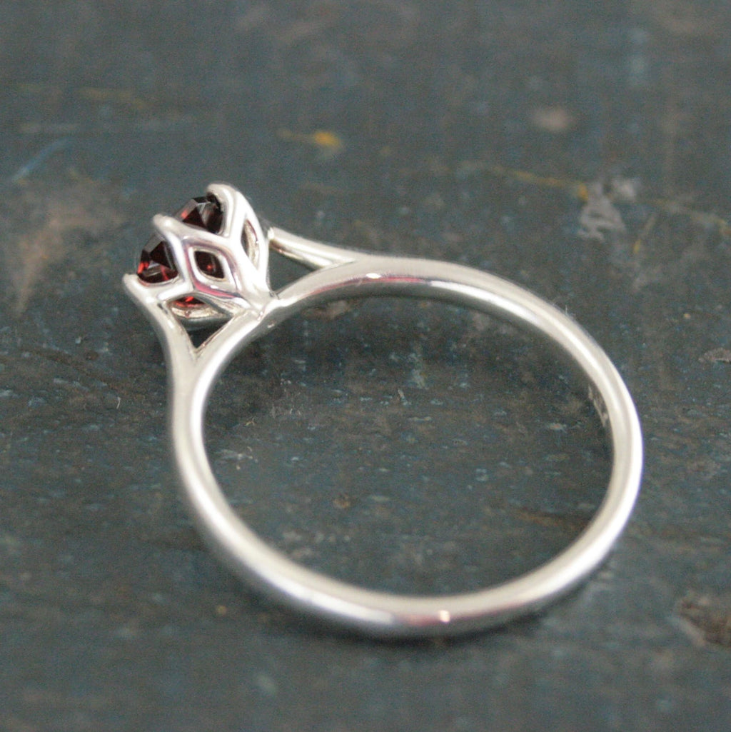 Silver Hexagon Ring Red Garnet Ring Unique Hexagon Stone Mozambique Garnet Natural Ethically Sourced Recycled Metal January Birthstone Ring