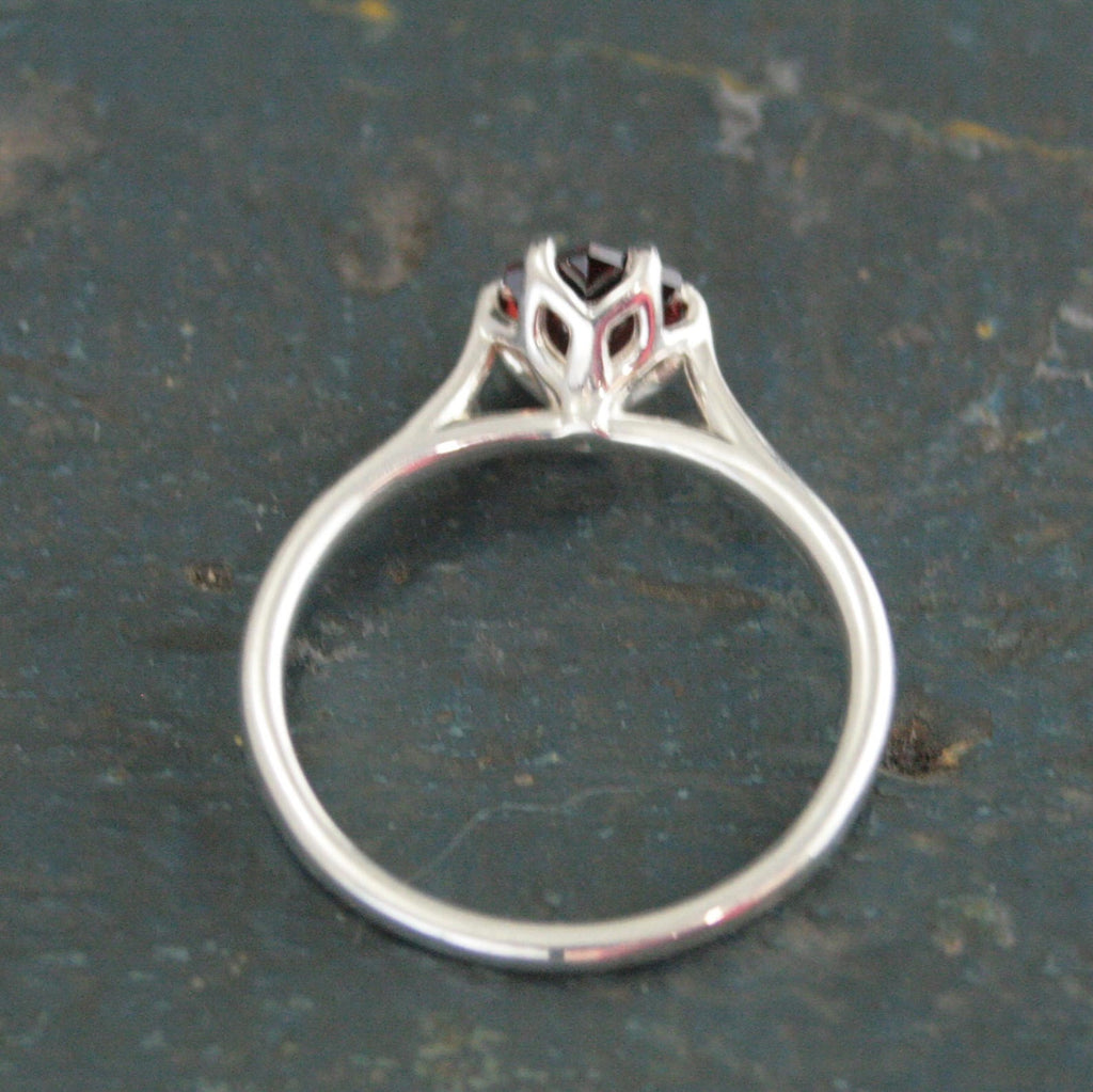 Silver Hexagon Ring Red Garnet Ring Unique Hexagon Stone Mozambique Garnet Natural Ethically Sourced Recycled Metal January Birthstone Ring