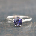Iolite Ring Hexagon Cathedral Solitaire Sterling Silver Iolite Ring Stackable Ring Birthstone Ring Gift for Her Unique Hexagon Cut Stone