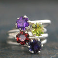 Hexagon Solitaire YOUR CHOICE of Stone Birthstone Ring Gift for Her Birthstone Jewelry Family Ring Genuine Hexagon Stone Solitaire Silver