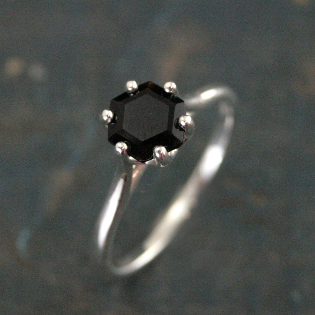 Hexagon Solitaire YOUR CHOICE of Stone Birthstone Ring Gift for Her Birthstone Jewelry Family Ring Genuine Hexagon Stone Solitaire Silver