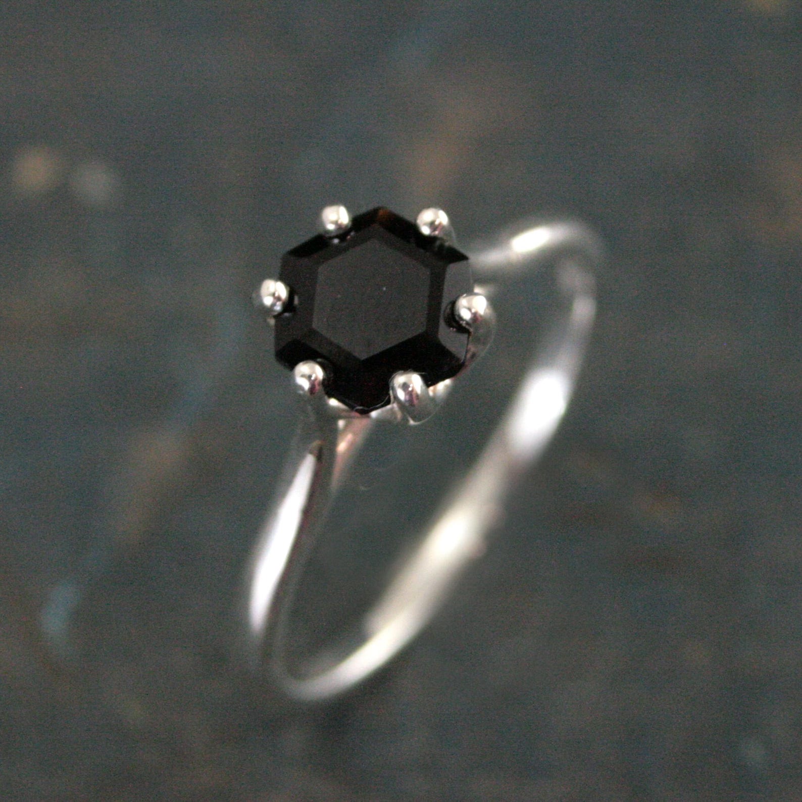 Hexagon Solitaire YOUR CHOICE of Stone Birthstone Ring Gift for Her Birthstone Jewelry Family Ring Genuine Hexagon Stone Solitaire Silver