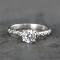 Silver Solitaire Flourish Swirl Cathedral Alice Design Economical Engagement Ring Cubic Zirconia Moissanite Lab Diamond