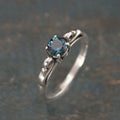 December Birthstone Ring London Blue Topaz Ring 5mm Blue Topaz Swirl Setting Sculptural Ring Gift for Daughter Promise Ring Something Blue