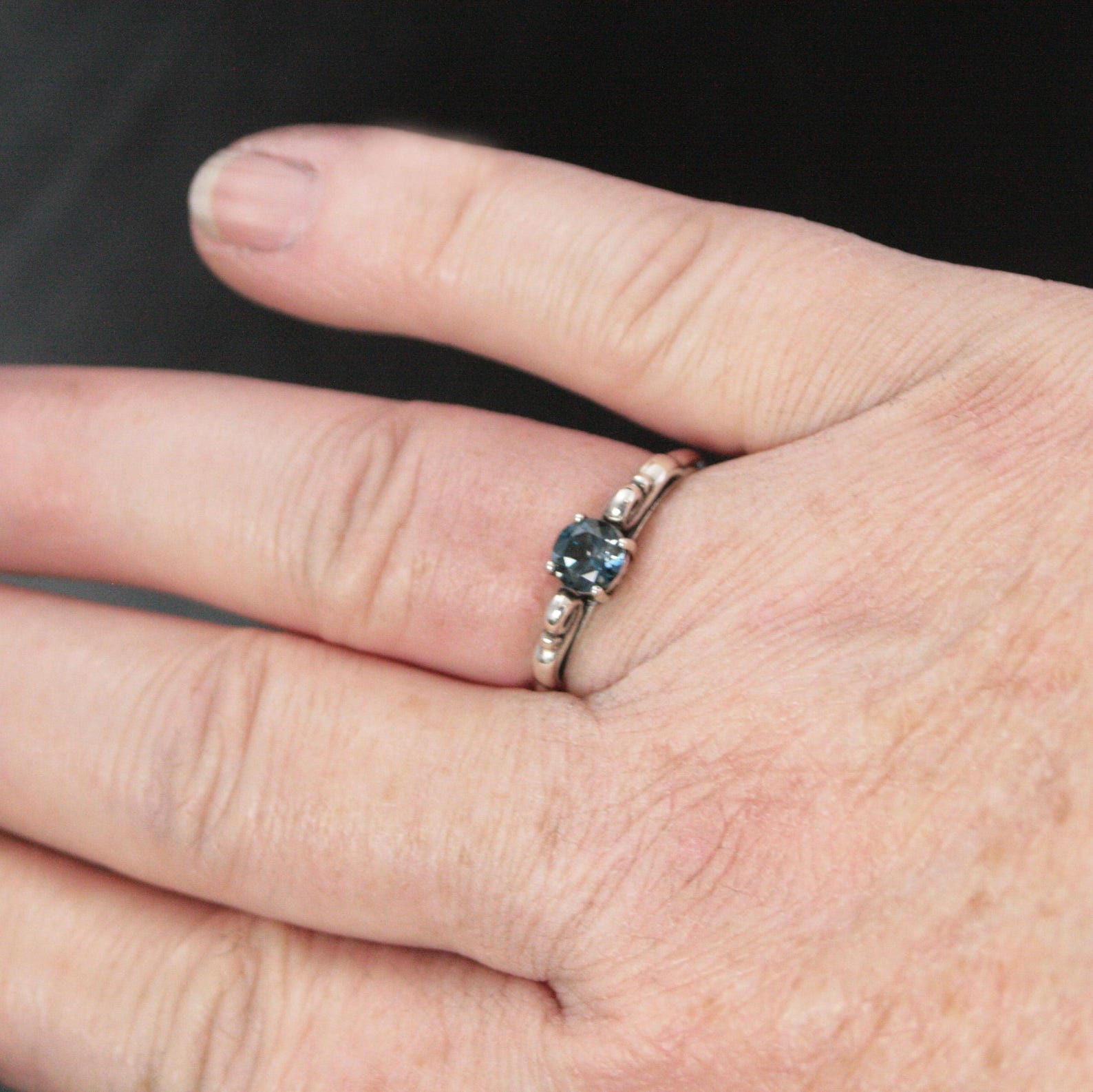 December Birthstone Ring London Blue Topaz Ring 5mm Blue Topaz Swirl Setting Sculptural Ring Gift for Daughter Promise Ring Something Blue