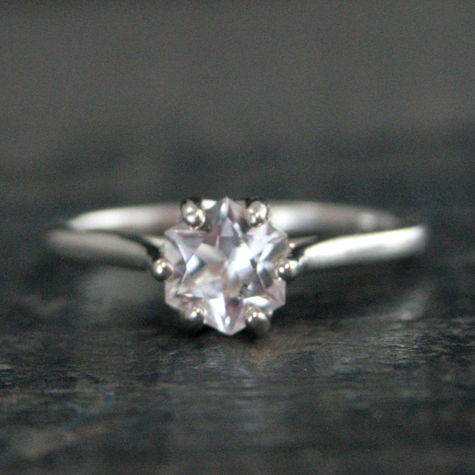 Hexagon Solitaire YOUR CHOICE of Stone Birthstone Ring Gift for Her Birthstone Jewelry Family Ring Genuine Hexagon Stone Solitaire Silver