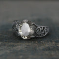 Rutilated Quartz Ring Oval Bypass Ring Black Silver Ring Black Filigree Ring 8x10 Oval Black Tourmalinated Quartz Gothic Swirl Ring
