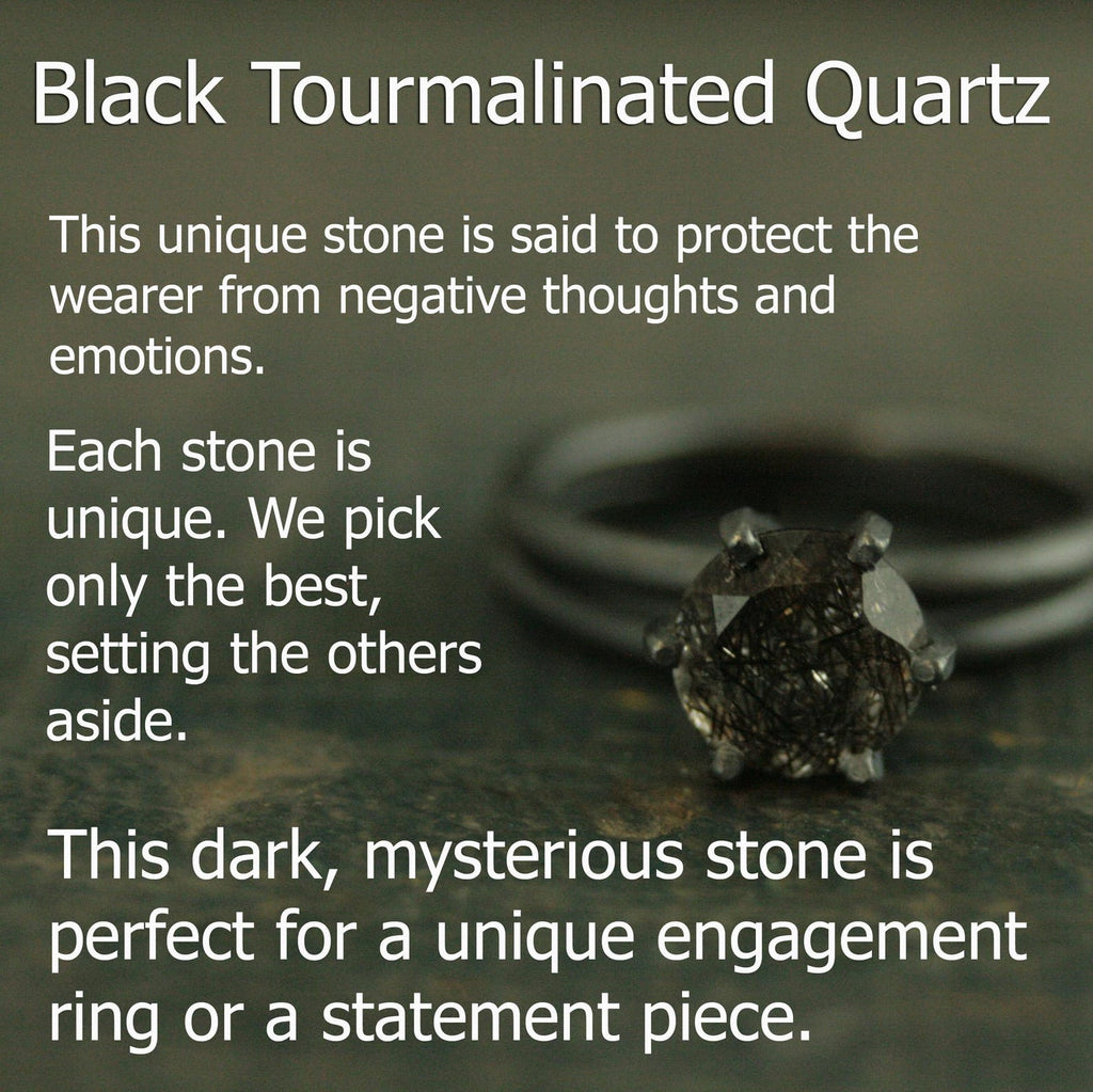 Rutilated Quartz Ring Oval Bypass Ring Black Silver Ring Black Filigree Ring 8x10 Oval Black Tourmalinated Quartz Gothic Swirl Ring