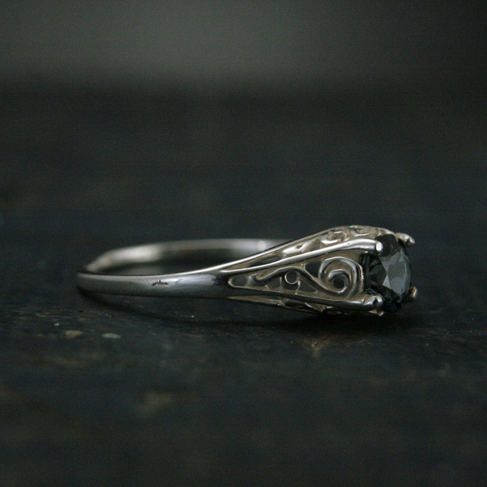 The Cinderella Ring with London Blue Topaz Antique Style Ring Unique Engagement Ring Teal Blue Stone Filigree Ring Vintage Style Ring