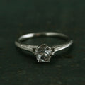 Ariel's Ring Atlantis Engagement Ring Sterling Silver Engagement Ring Vintage Style Six Prong Solitaire Setting Engraved Knife Edge Ring