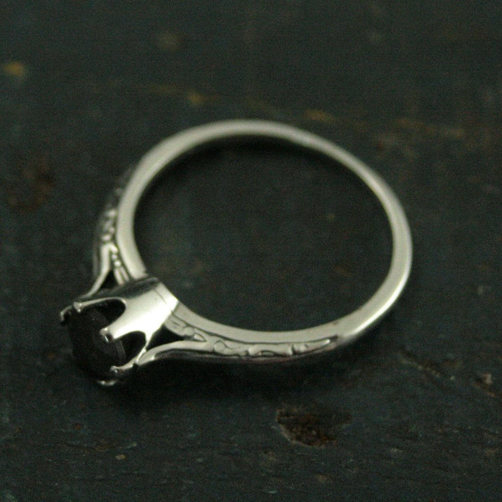 Atlantis Labradorite Engagement Ring--Full Cut Labradorite Ring--Sterling Silver Engagement Ring--Vintage Style Six Prong Solitaire Setting