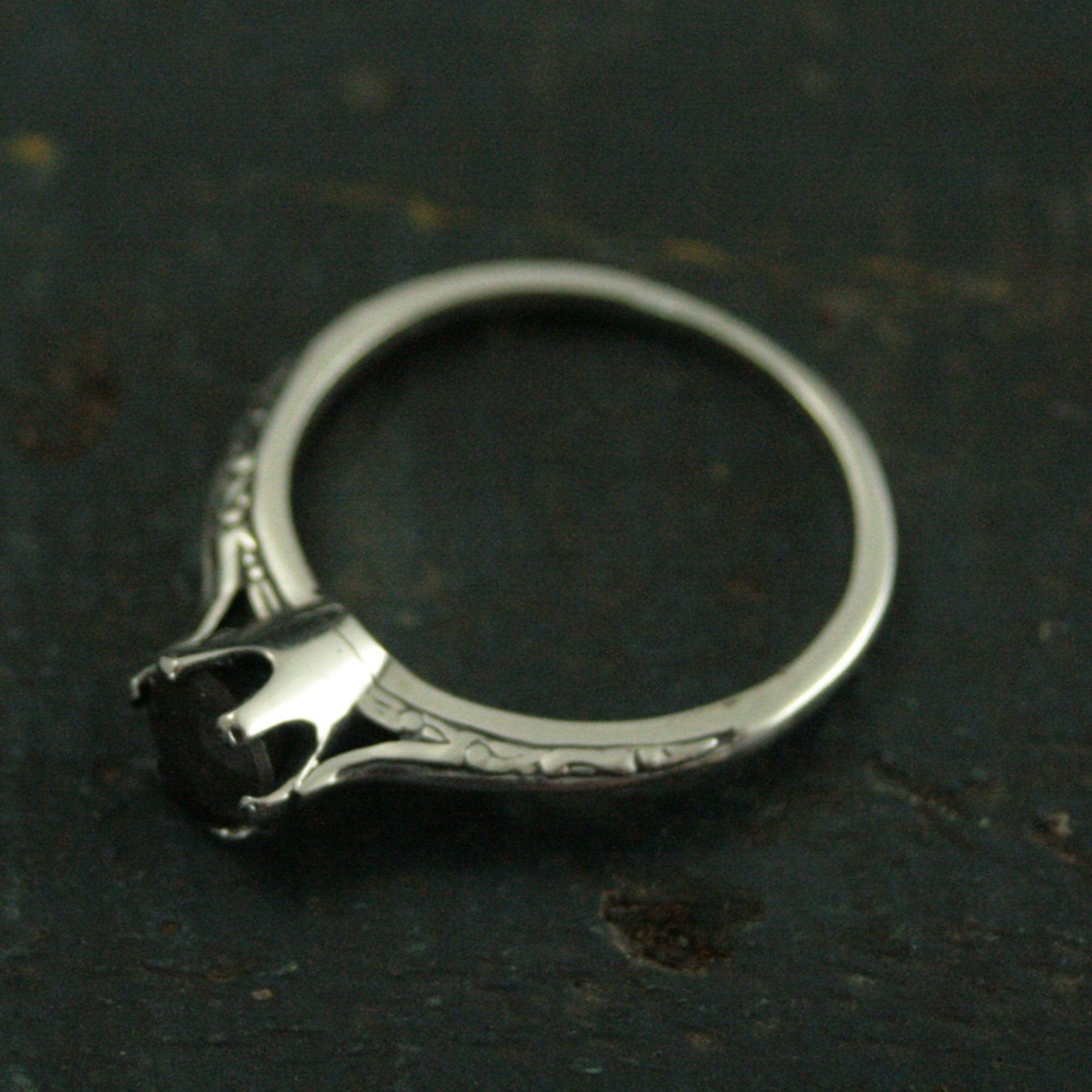 Atlantis Labradorite Engagement Ring--Full Cut Labradorite Ring--Sterling Silver Engagement Ring--Vintage Style Six Prong Solitaire Setting