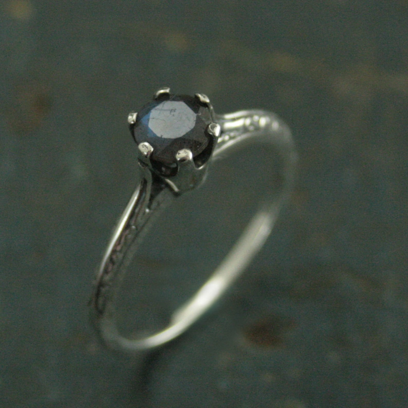 Atlantis Labradorite Engagement Ring--Full Cut Labradorite Ring--Sterling Silver Engagement Ring--Vintage Style Six Prong Solitaire Setting