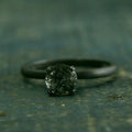 Flat Black Engagement Ring Oxidized Black Ring Rutilated Quartz Engagement Ring Black Stone Ring Dark Stone Engagement Simple Black