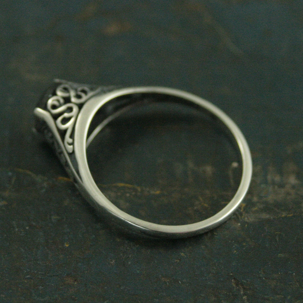 The Cinderella Ring Labradorite Ring Antique Style Ring Silver Vintage Style Filigree Engagement Ring Full Cut Labradorite Ring Promise