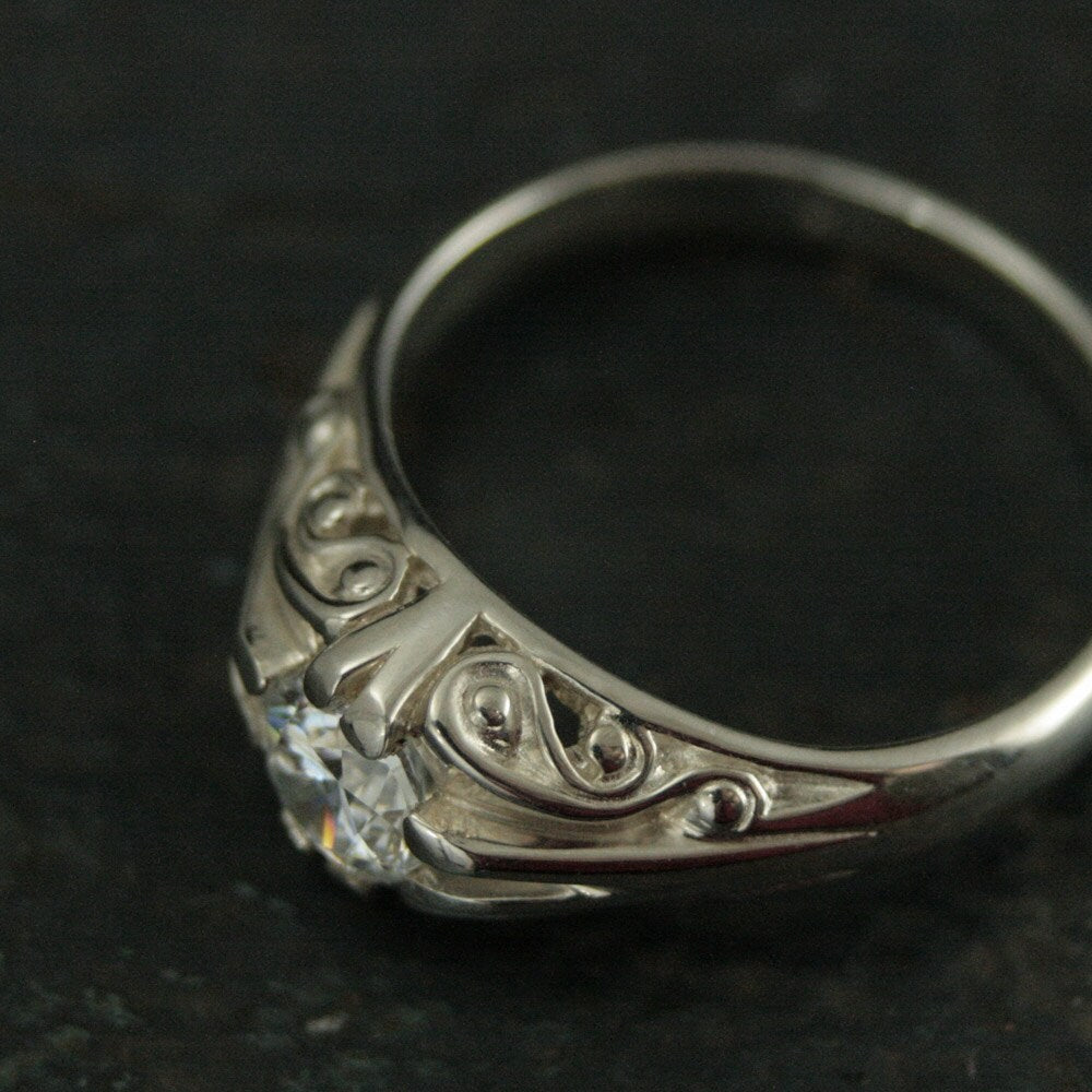 Cleopatra--Sterling Silver Belcher Style Ring--Antique Style Ring--Vintage Style Ring--Victorian Style Ring--Silver Belcher Ring