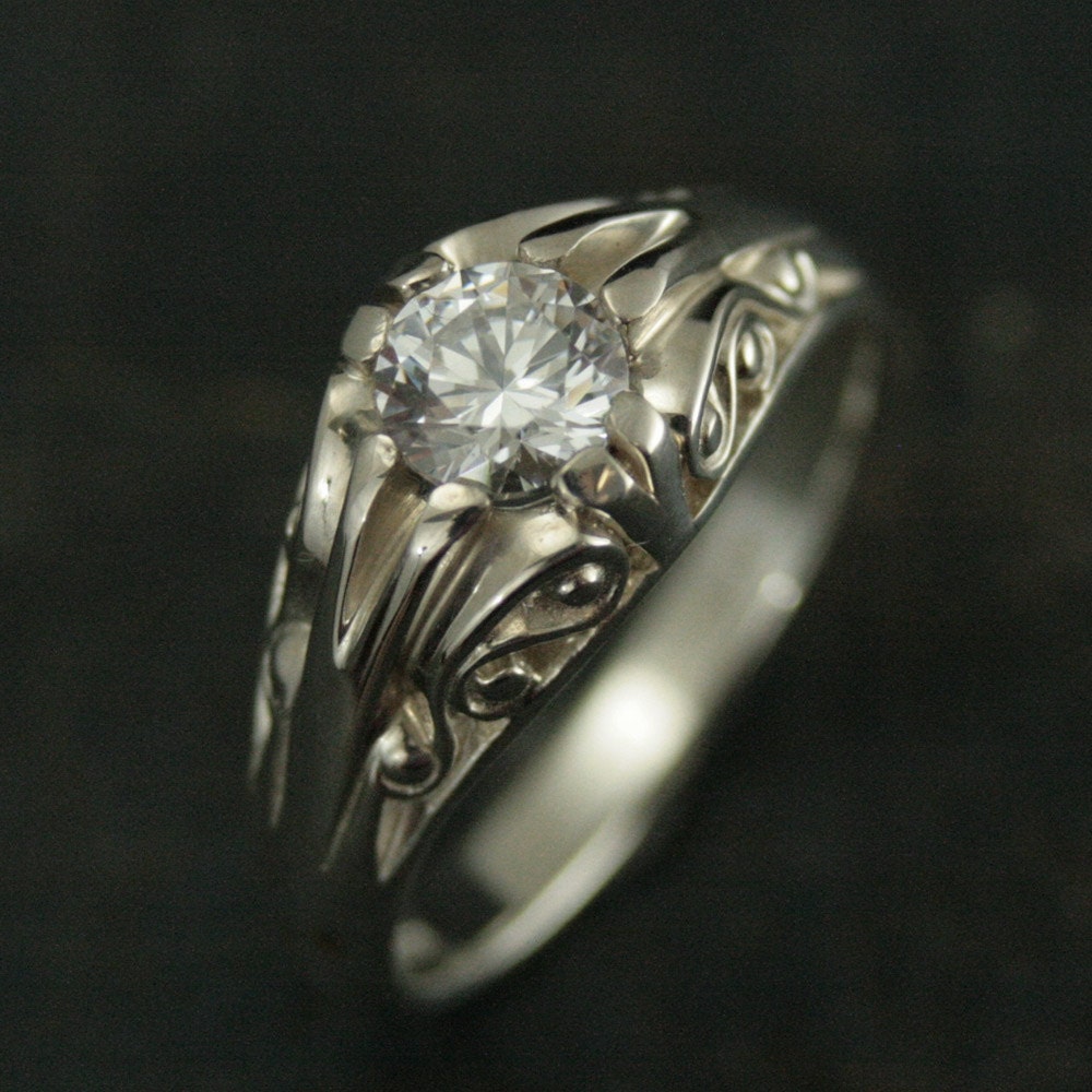 Cleopatra--Sterling Silver Belcher Style Ring--Antique Style Ring--Vintage Style Ring--Victorian Style Ring--Silver Belcher Ring
