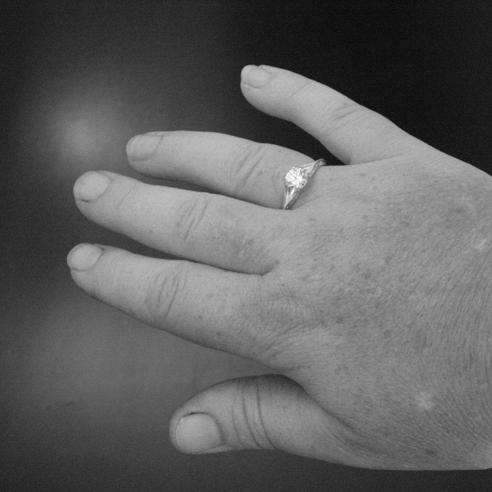 Sterling Silver Engagement Ring Rapunzel Unique Engagement Ring Cathedral Setting Vine Embossed Ring Moissanite Ring CZ Ring Promise Ring