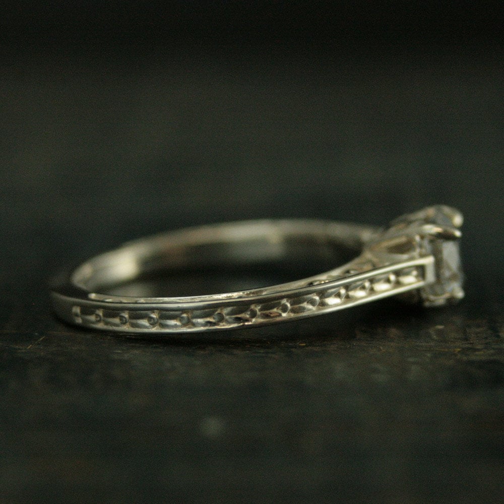 Silver Engagement Ring Enchanted Cathedral Setting Elegant Engagement Ring Filigree Ring Antique Style Ring Vintage Look Scroll Pattern