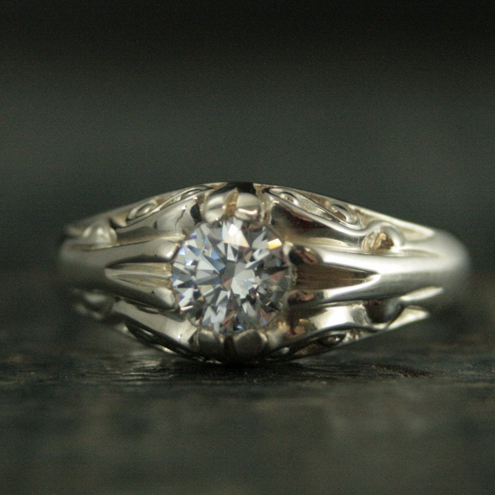 Cleopatra--Sterling Silver Belcher Style Ring--Antique Style Ring--Vintage Style Ring--Victorian Style Ring--Silver Belcher Ring