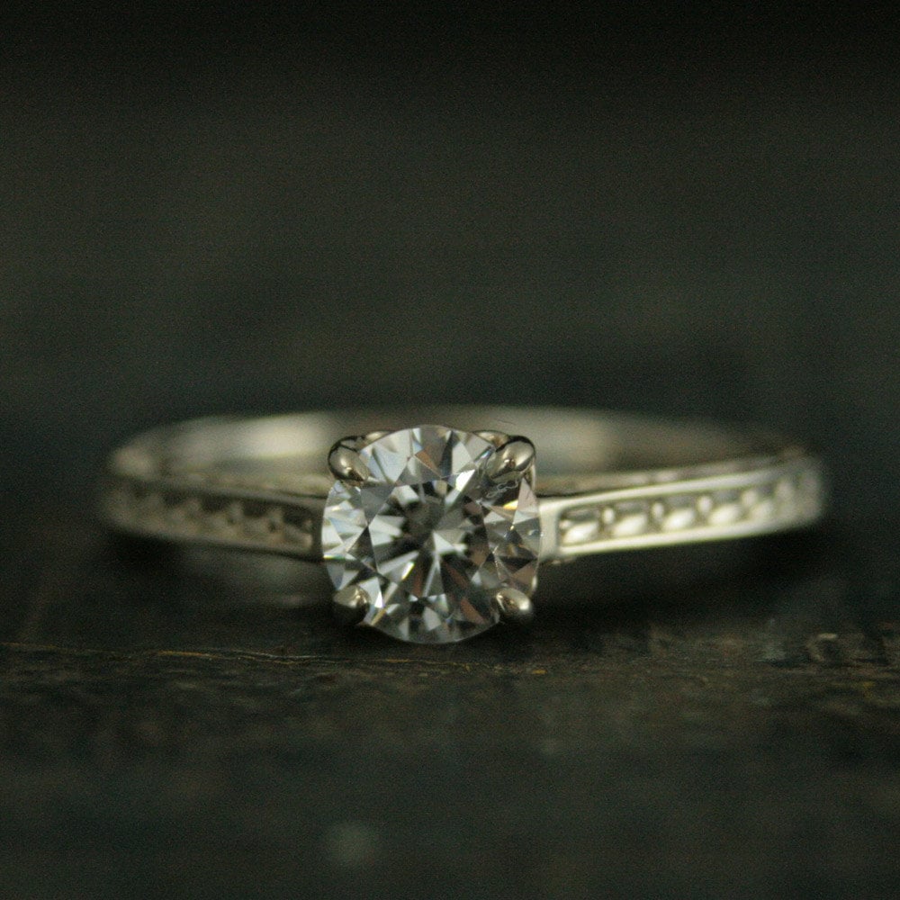 Silver Engagement Ring Enchanted Cathedral Setting Elegant Engagement Ring Filigree Ring Antique Style Ring Vintage Look Scroll Pattern