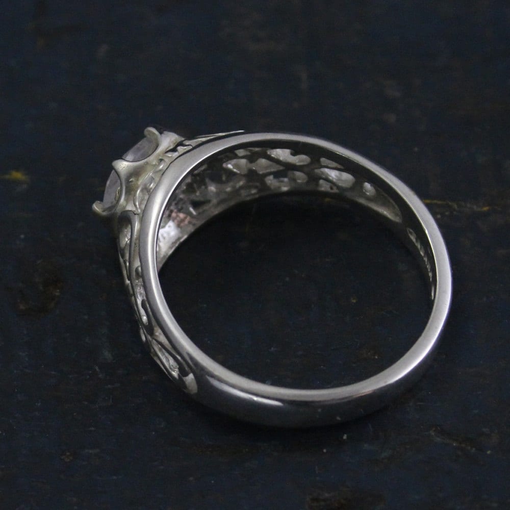 Sleeping Beauty~Rainbow Moonstone Ring~Filigree Ring~Vintage Style Ring~Antique Style Ring~Faceted Moonstone~Full Cut Moonstone