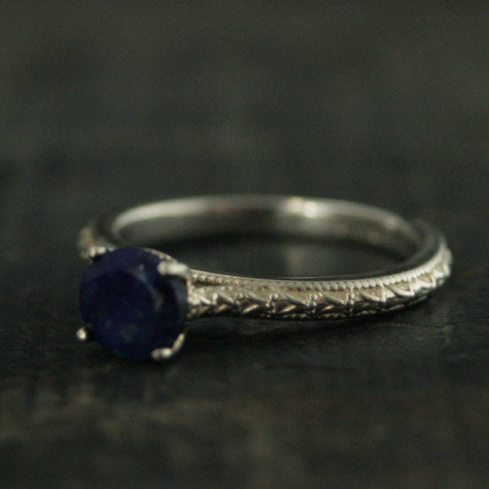 Lapis Lazuli Ring Full Cut Lapis Ring Blue Engagement Ring Antique Style Ring Sterling Silver Alternative Engagement Ring Blue Jeans