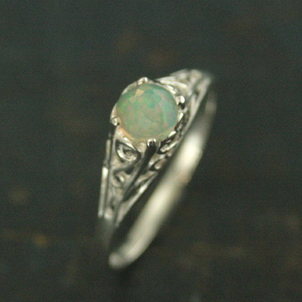 Opal Ring Welo Opal Ring Ethiopian Opal Ring Ethiopian Welo Opal Rose Cut Opal 5mm Opal Ring November Birthstone Filigree Ring Cinderella