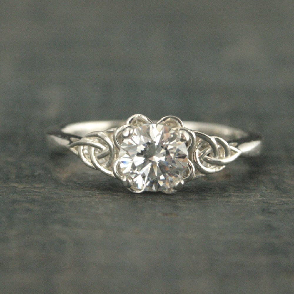 Celtic Engagement Ring Elinor Celtic Knot Ring Irish Engagement Ring Promise Ring Gift for Her Birthstone Ring Braided Engagement Ring