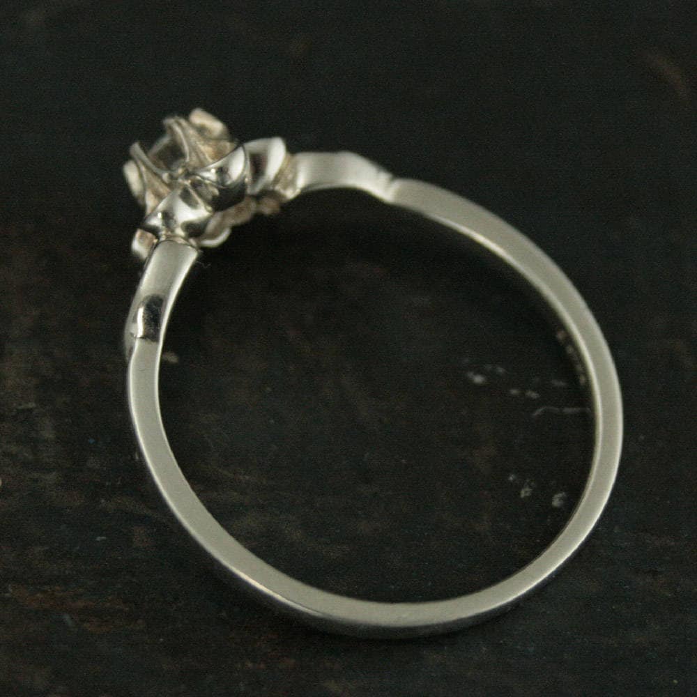 Silver Promise Ring Julie Sweet Sixteen Ring Vintage Style Ring Antique Style Ring Flower Ring Solitaire Birthstone Ring Gift for Her