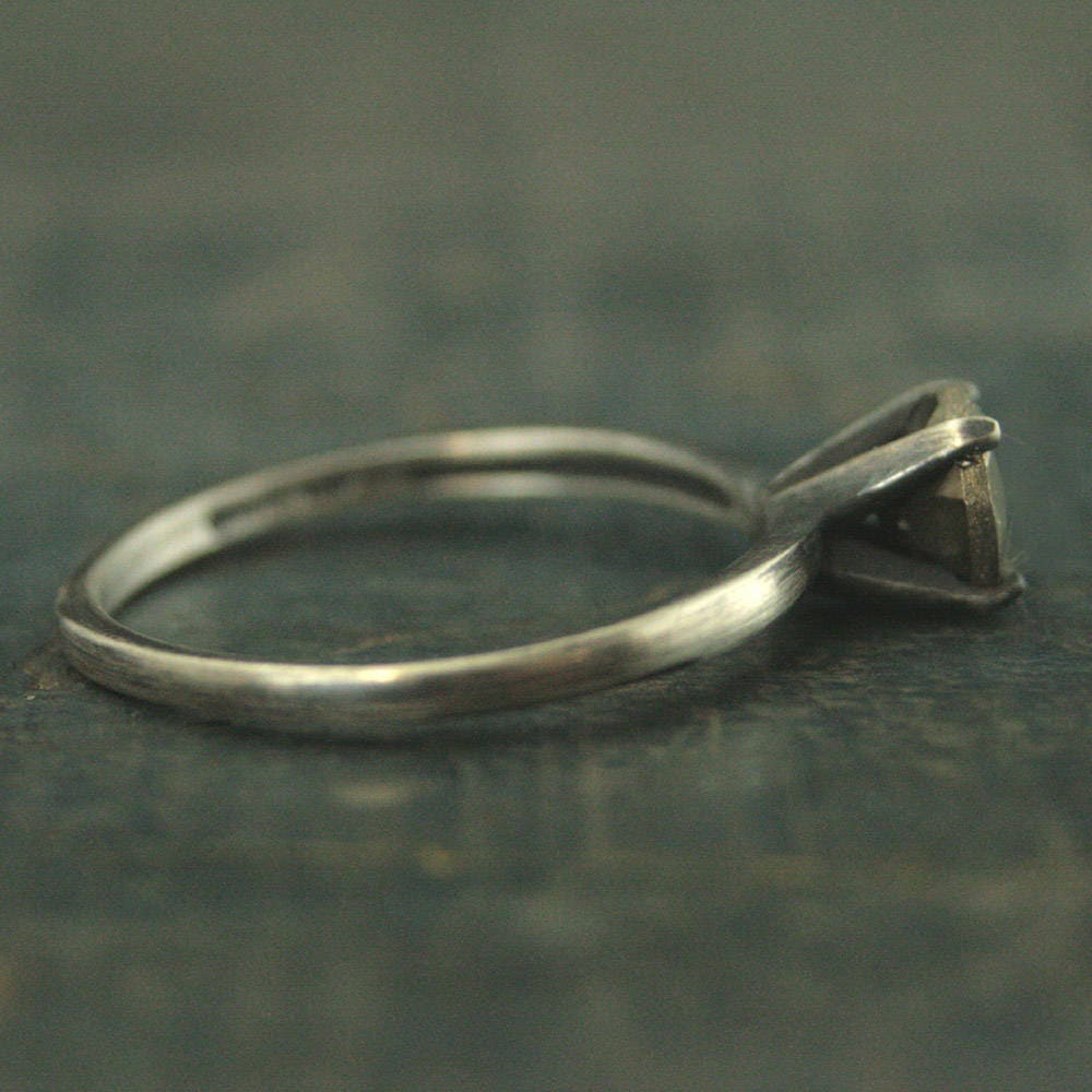 Pyrite Ring Alternative Engagement Ring Mixed Metals Sterling Silver and Pyrite Engagement Ring Gold Stone Ring Pyrite Solitaire Unique