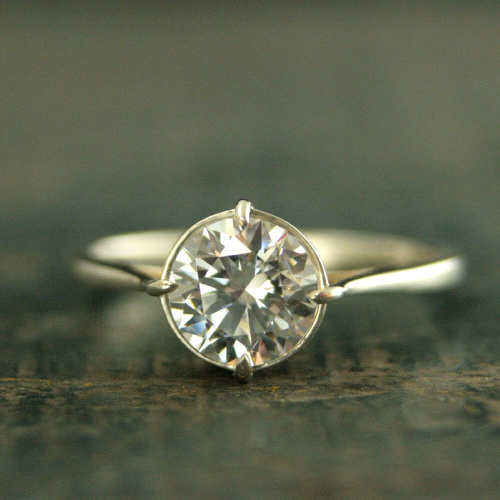 Elegant Cubic Zirconia Filigree Engagement Ring Sterling Silver Engagement Ring NSEW Prong Setting Antique Style Engagement Ring