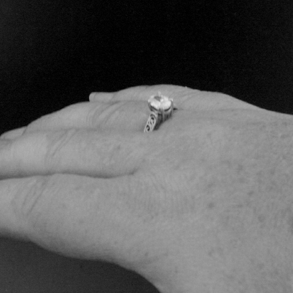 Oval Engagement Ring Silver Scroll Design Ring Cathedral Setting Oval Solitaire Sterling Silver Filigree Engagement Ring Vintage Design