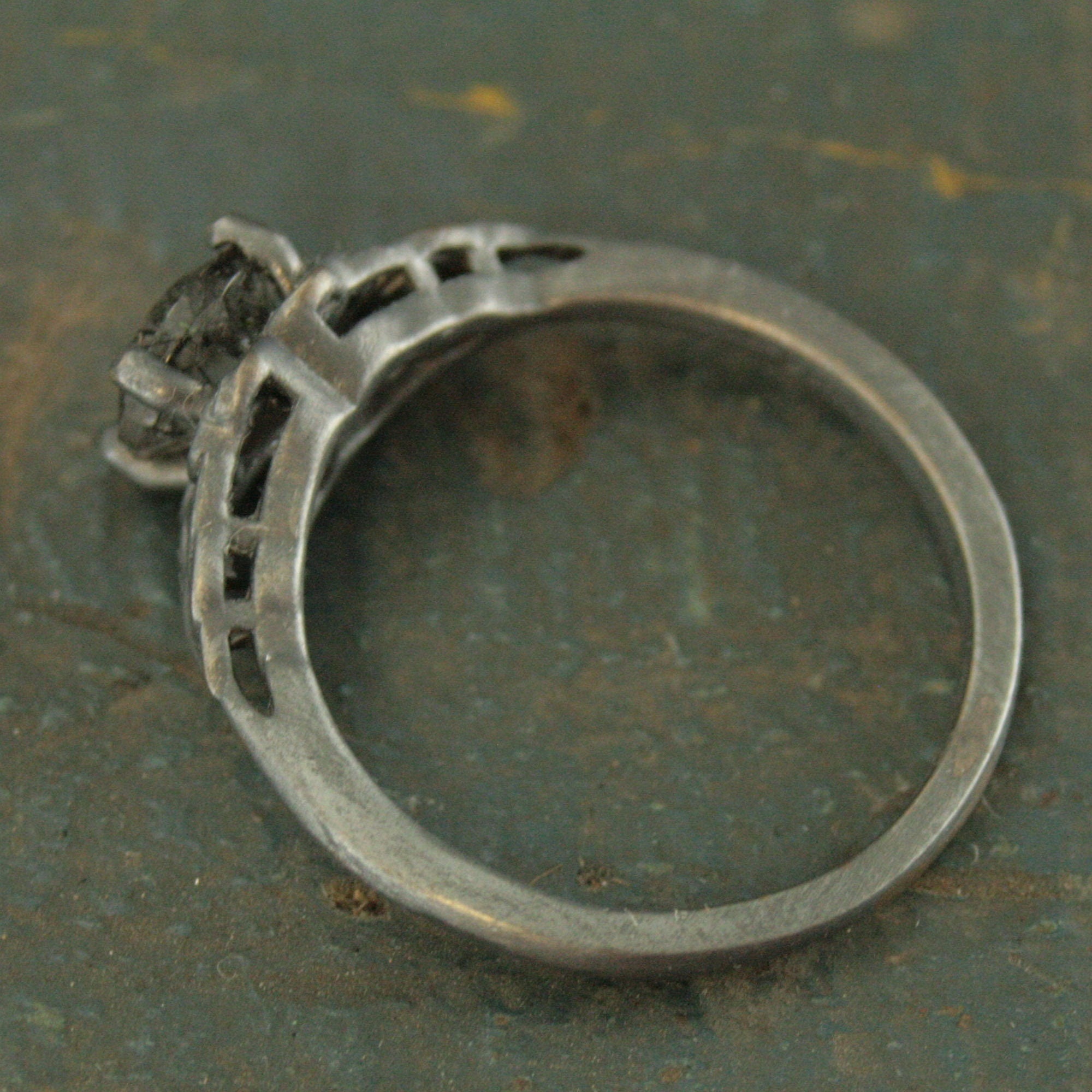 Black Tourmalinated Quartz Ring Celtic Ring Black Silver Ring Black Rutilated Quartz Ring Celtic Knot Ring Unique Engagement Ring