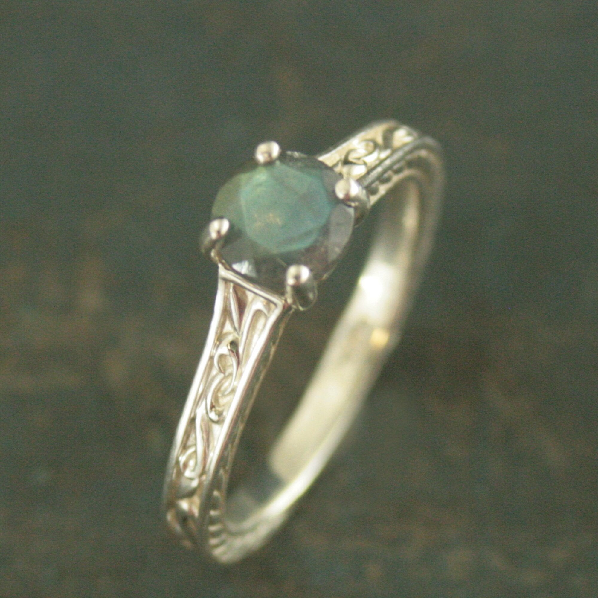 Art Nouveau Ring Labradorite Ring Alternative Engagement Ring Flourish Cathedral Setting Gift for Her Facetted Labradorite Ring Antique