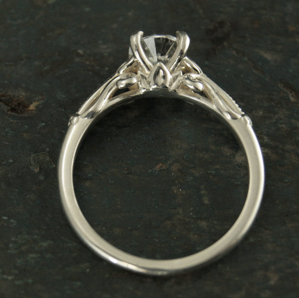 Silver Solitaire Engagement Ring Lindsey Tulip Design Art Deco Ring Art Nouveau Ring Vintage Style Solitaire Ring Sculptural Ring Lindsey