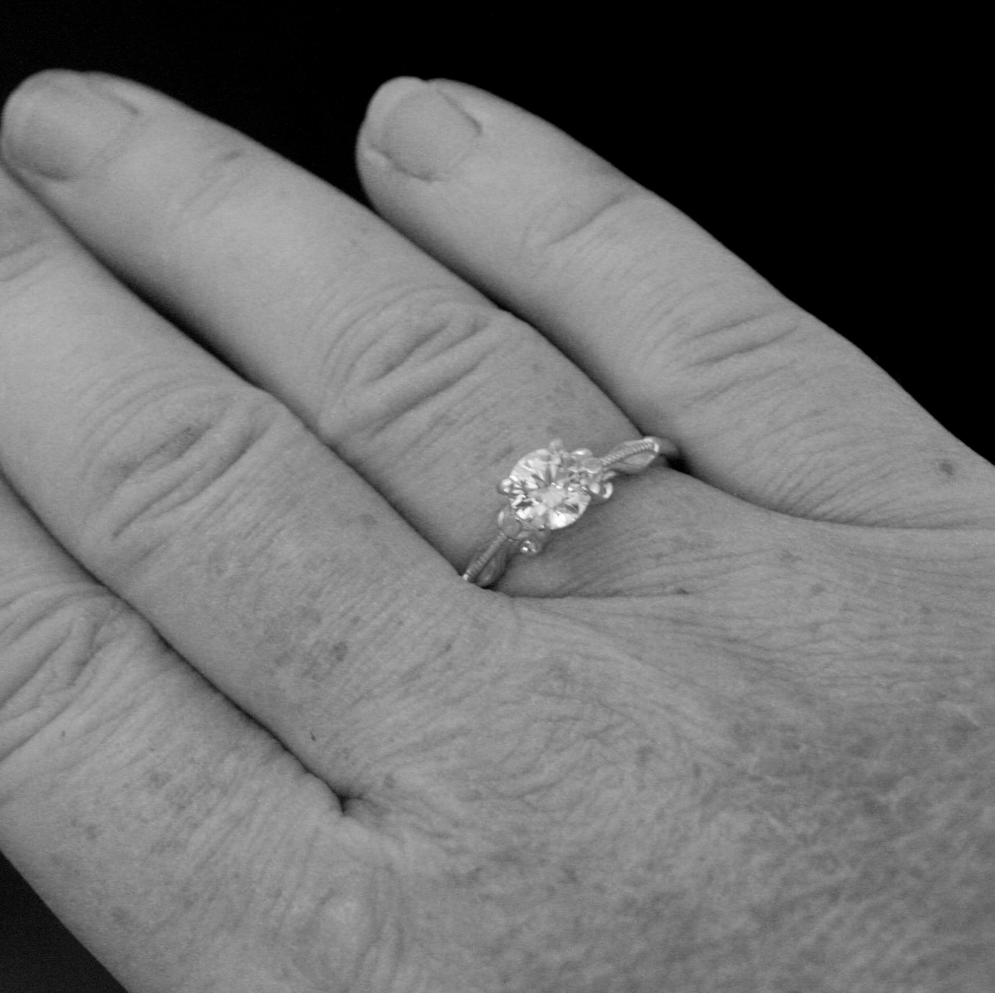 Silver Solitaire Engagement Ring Lindsey Tulip Design Art Deco Ring Art Nouveau Ring Vintage Style Solitaire Ring Sculptural Ring Lindsey