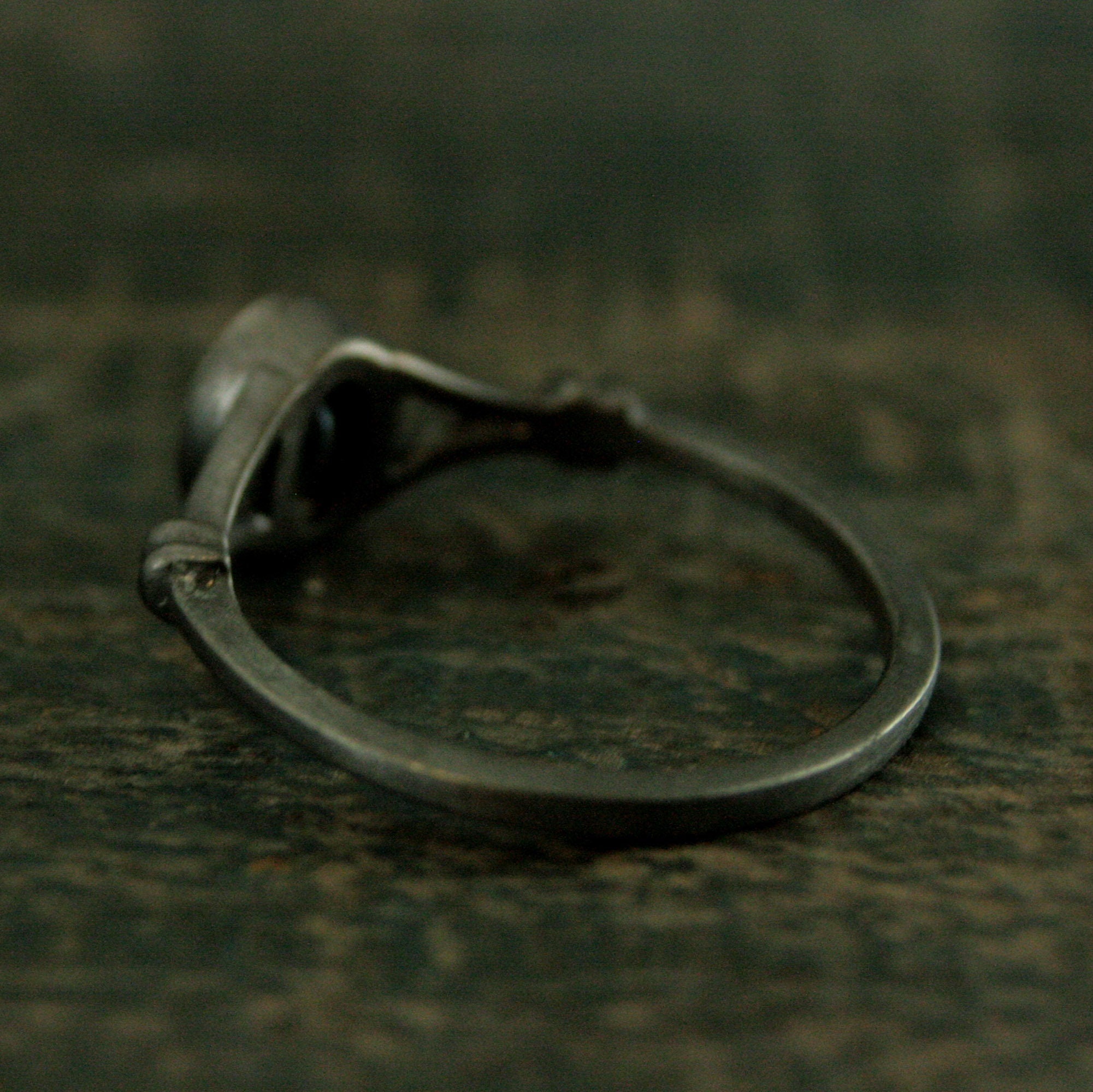 Black Opal Ring Bezel Set Facetted Oval Black Opal Ring Black Silver Oxidized Black Magic Mirror Ring Unique Engagement Ring