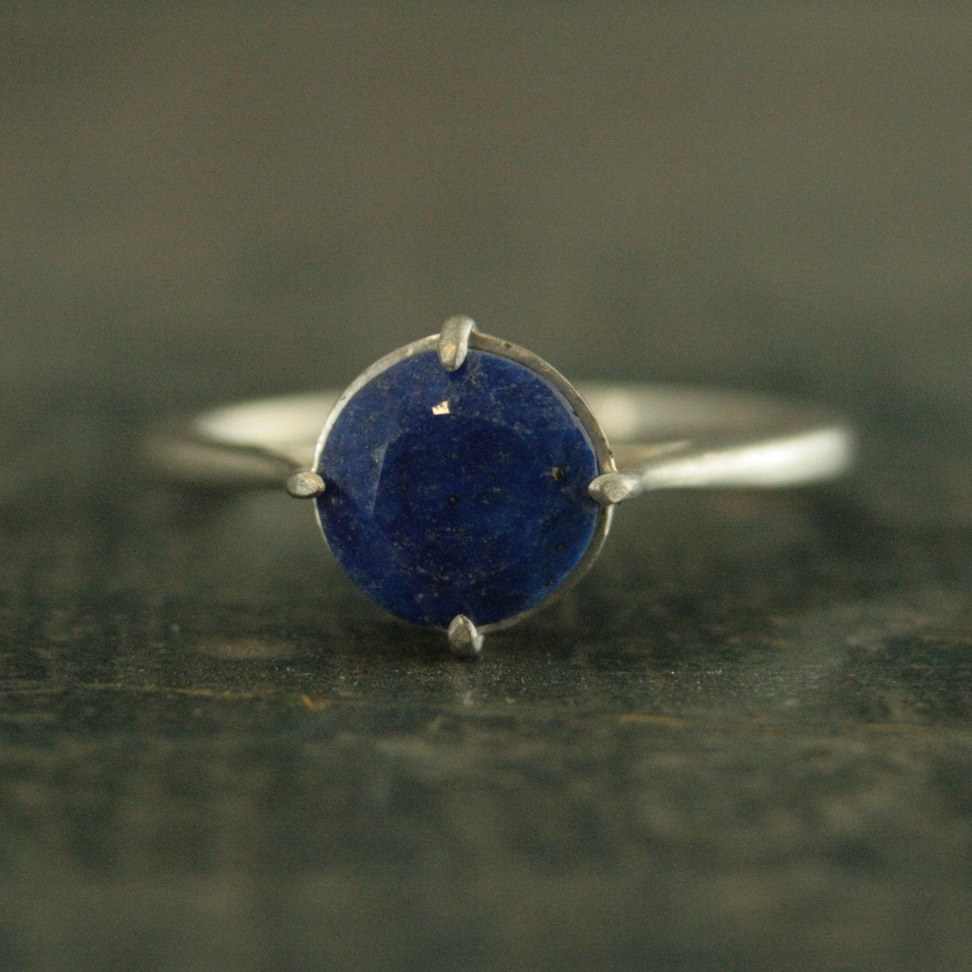 Faceted Lapis Lazuli Ring Silver Filigree Setting NSEW 7mm Lapis Ring Something Blue Bridal Jewelry Denim Blue Stone Elegant Ring