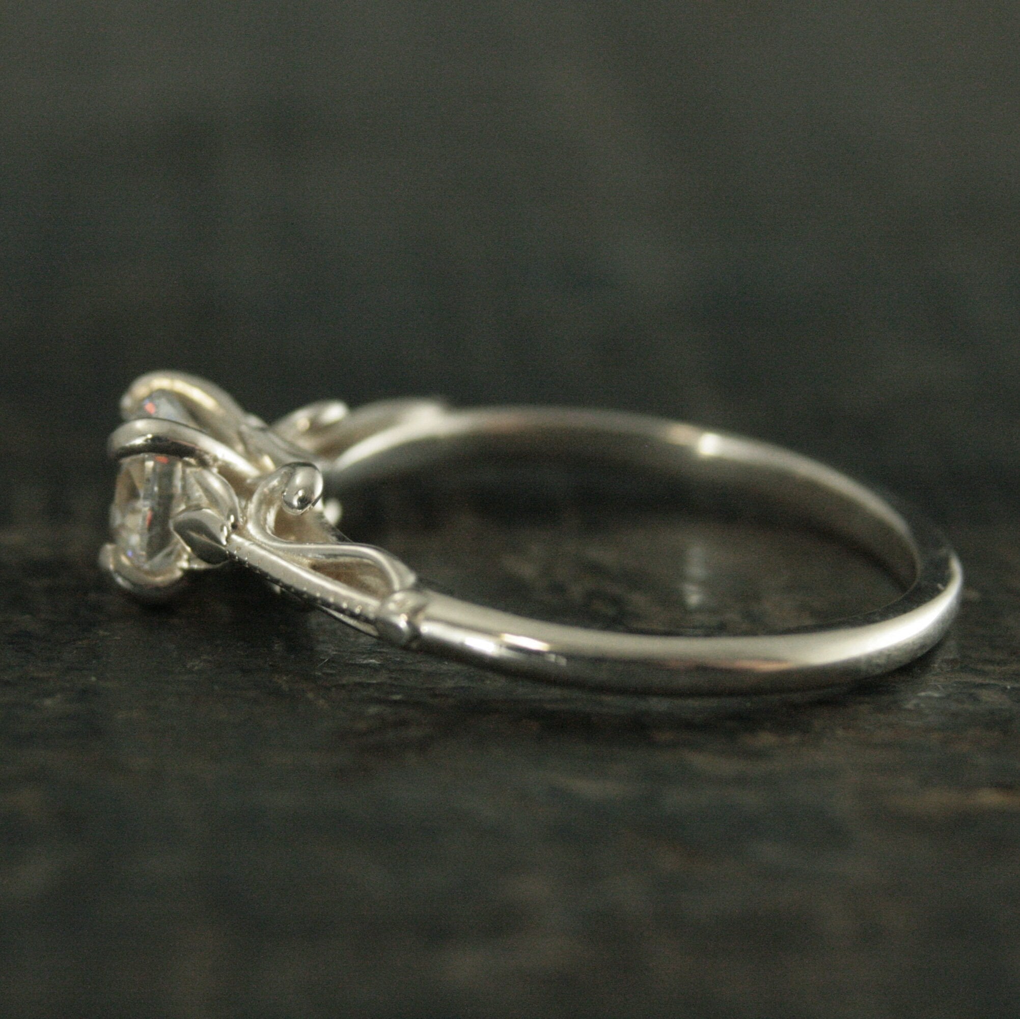 Silver Solitaire Engagement Ring Lindsey Tulip Design Art Deco Ring Art Nouveau Ring Vintage Style Solitaire Ring Sculptural Ring Lindsey