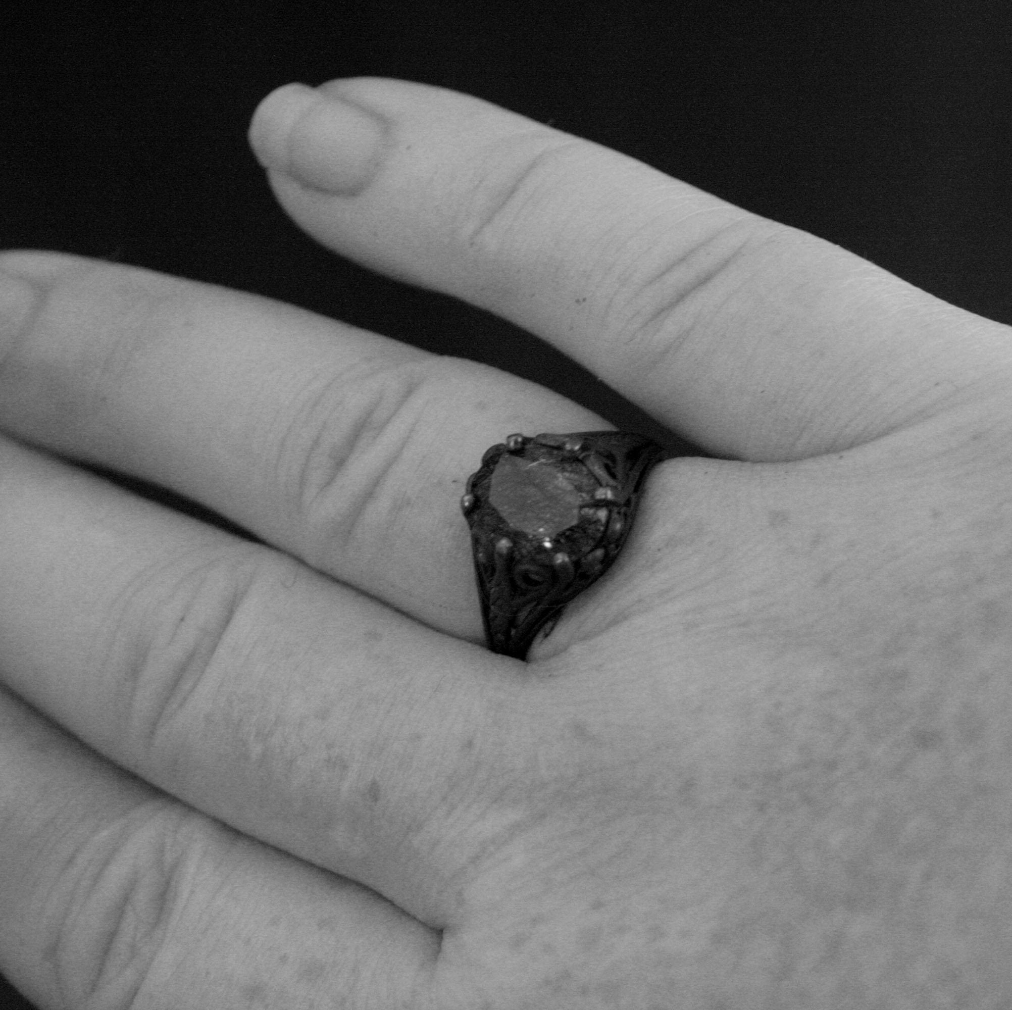 Black Tourmalinated Quartz Ring Black Rutilated Quartz 8x10 Oval Black Wicked Fairy Black Silver Gothic Ring Alternative Engagement Ring