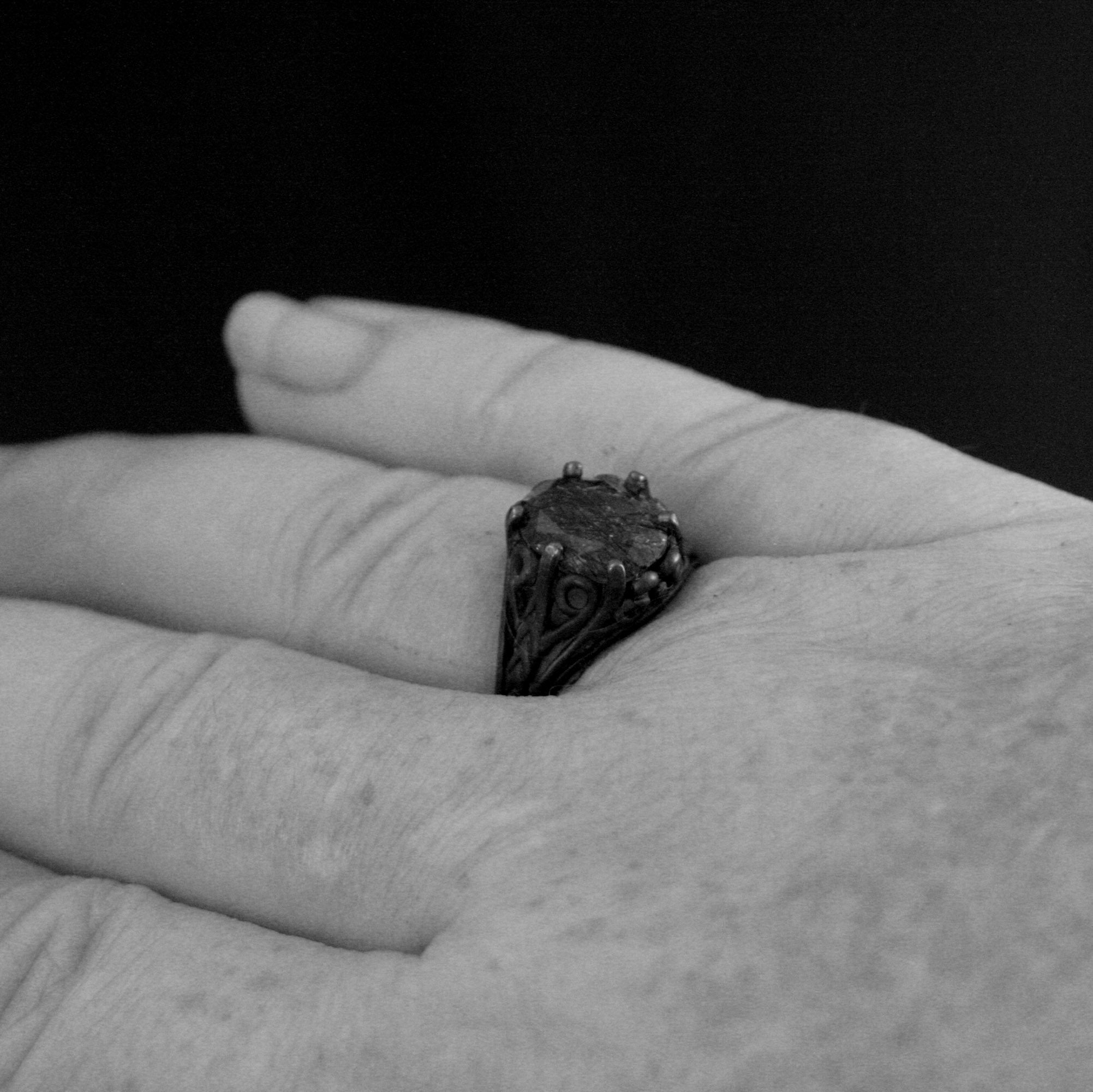 Black Tourmalinated Quartz Ring Black Rutilated Quartz 8x10 Oval Black Wicked Fairy Black Silver Gothic Ring Alternative Engagement Ring