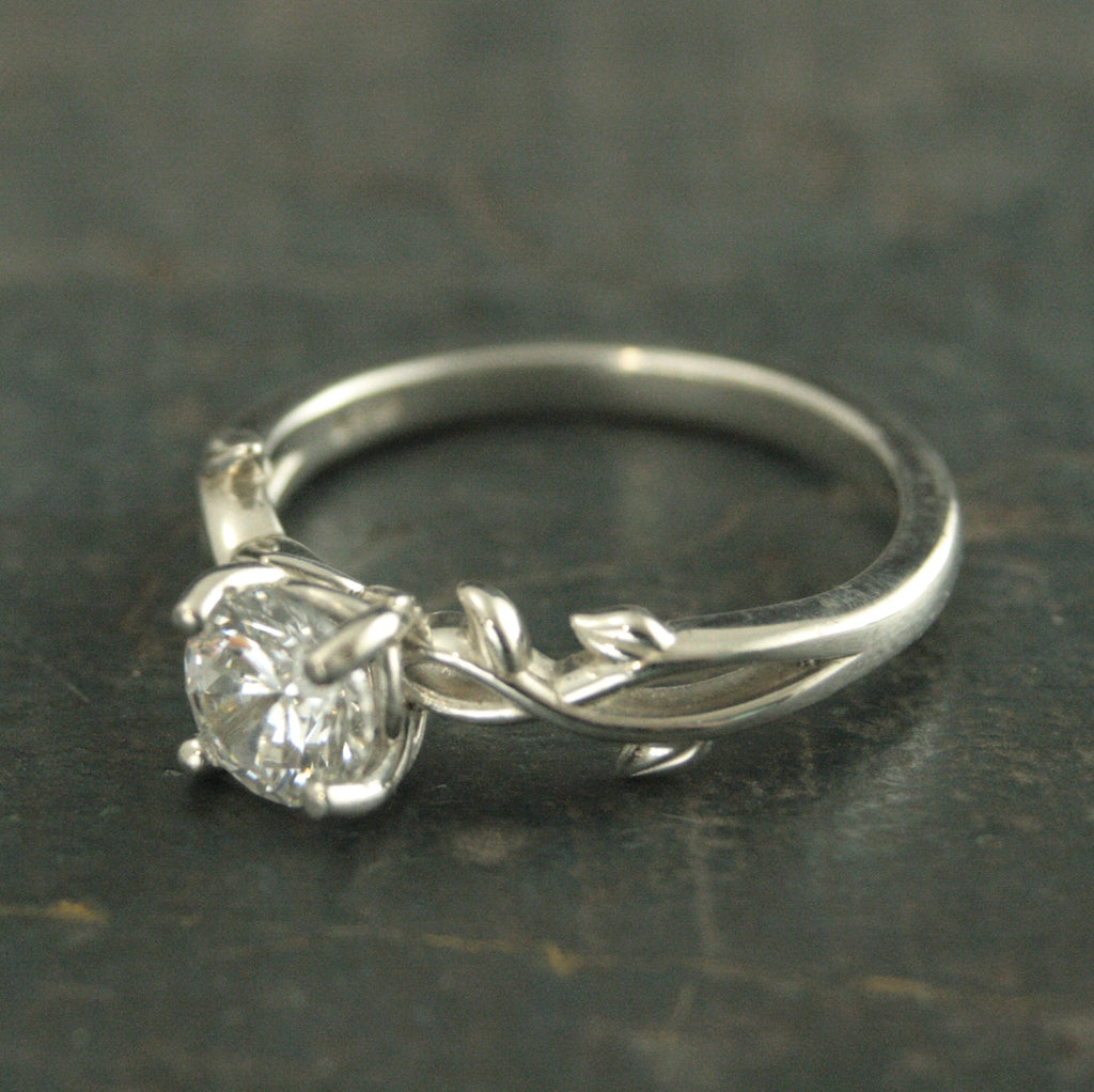 Vine Engagement Ring Castle Vine Ring Silver Engagement Ring Sculptural Solitaire Art Nouveau Ring Nature Ring Woodland Ring Elven Ring