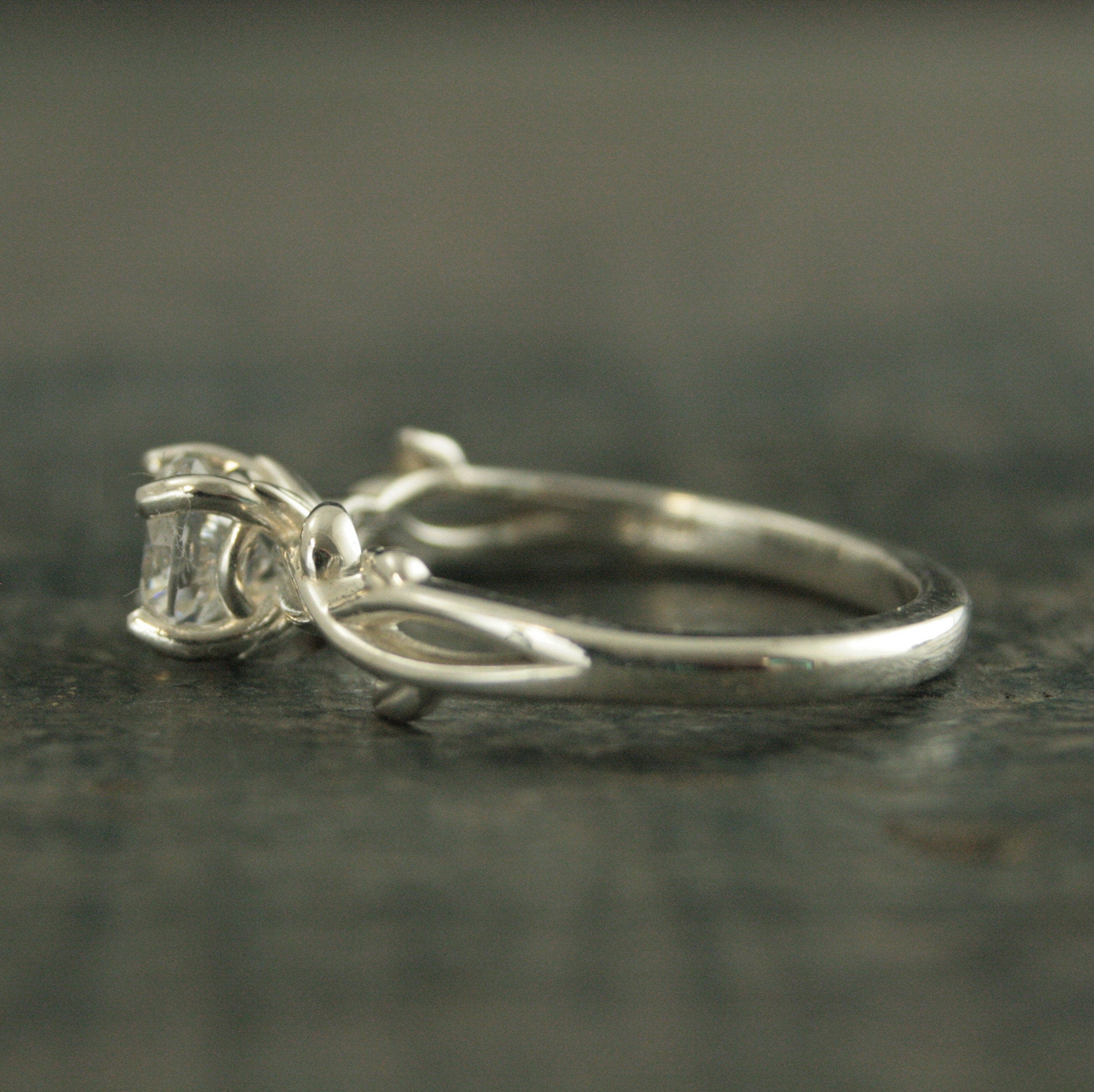 Vine Engagement Ring Castle Vine Ring Silver Engagement Ring Sculptural Solitaire Art Nouveau Ring Nature Ring Woodland Ring Elven Ring